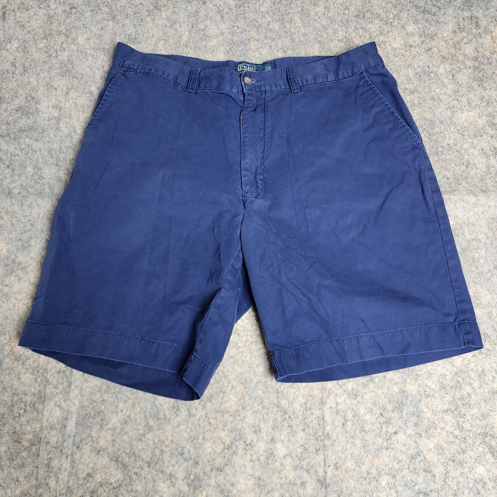 Polo Ralph Lauren VTG Chino Shorts Men 36 W 9 Inseam Navy Blue Preppy Sporty